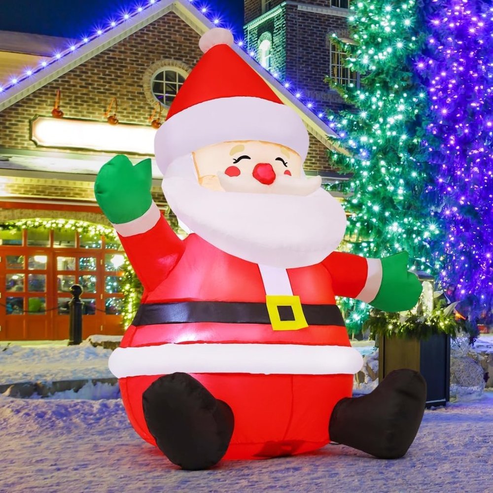 5 FT Christmas Inflatables Outdoor Santa Claus Decorations Blow Up Yard Sitting‎